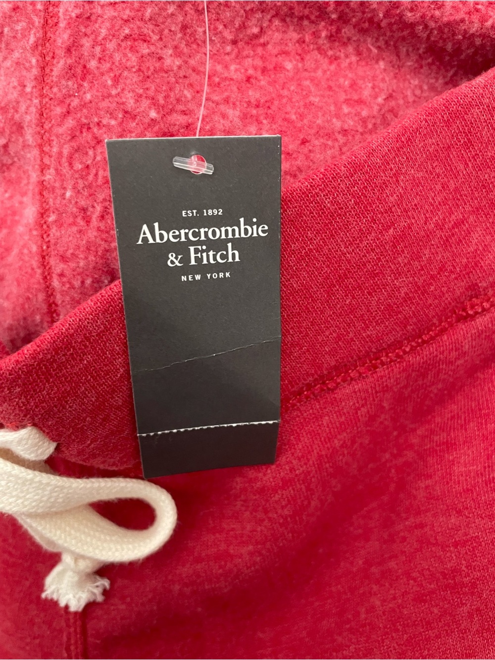 NWT Abercrombie & Fitch Jersey Knit Athletic Men’s Red Drawstring Shorts Size L - Picture 8 of 9